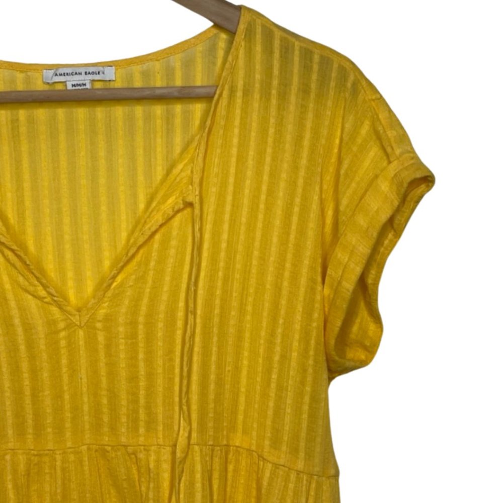 AMERICAN EAGLE | Tiered Yellow Cotton Babydoll Tunic Blouse | Size M - Picture 3 of 10
